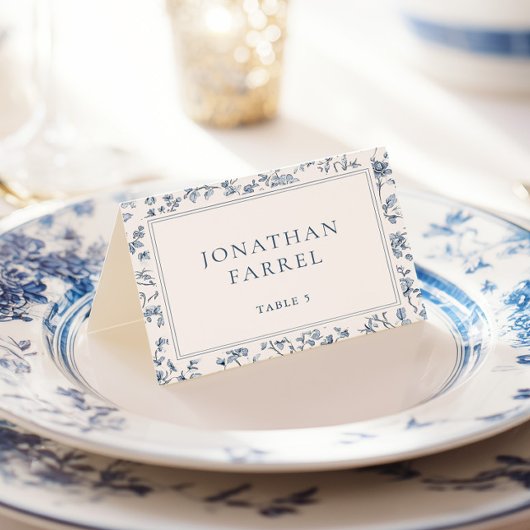 Elegant Blue Chinoiserie Wedding Place Cards Tischnummer