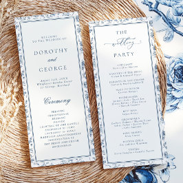 Elegant Blue Chinoiserie Wedding Program Einladung
