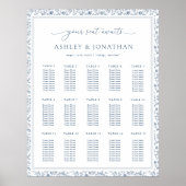 Elegant Blue Chinoiserie Wedding Seating Chart Poster (Vorne)