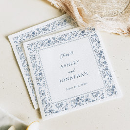 Elegant Blue Chinoiserie Wedding Serviette