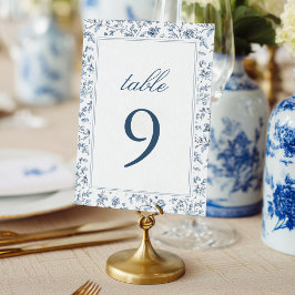 Elegant Blue Chinoiserie Wedding Table Number Tischnummer