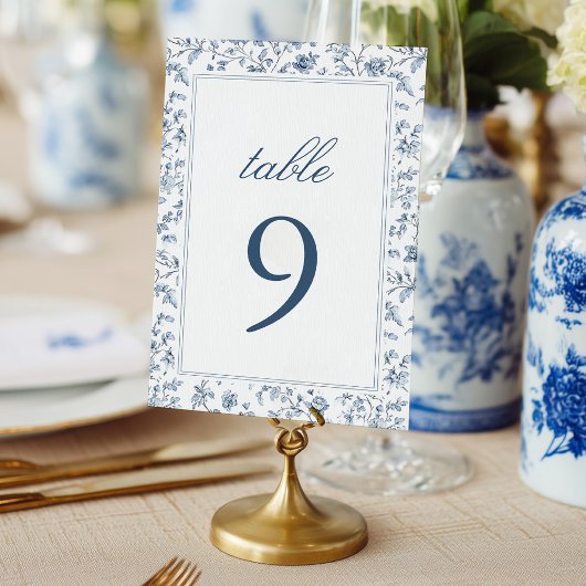Elegant Blue Chinoiserie Wedding Table Number Tischnummer