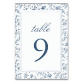 Elegant Blue Chinoiserie Wedding Table Number Tischnummer (Vorderseite)