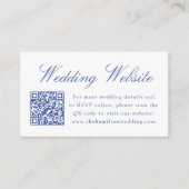 Elegant Blue Chinoiserie Wedding Website QR Code Begleitkarte (Vorderseite)