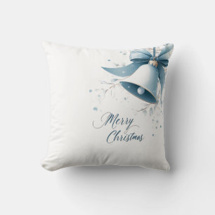 Elegant Blue Christmas Bell Throw Kissen