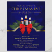 Elegant Blue Christmas Eve Candlelight Church Flyer (Vorne)
