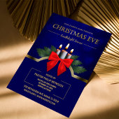 Elegant Blue Christmas Eve Candlelight Church Flyer