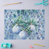 Elegant Blue Christmas Floral Balls Decoupage Seidenpapier (Basteln)