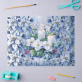 Elegant Blue Christmas Floral Candles Decoupage Seidenpapier (Basteln)