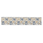 Elegant Blue Christmas Floral Mittelgroßer Tischläufer (Horizontal)