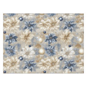 Elegant Blue Christmas Floral Tischdecke (Vorderseite (Horizontal))