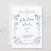 Elegant Blue Christmas Party Invitation Einladung (Vorderseite)