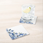 Elegant Blue Christmas Poinsettia Rechteckiger Pappuntersetzer (Vor Ort)