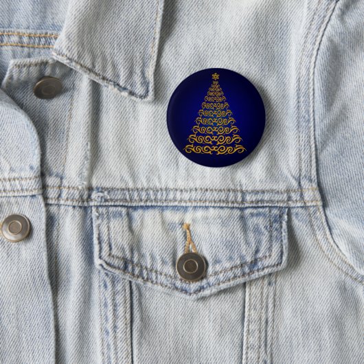 Elegant Blue Christmas Tree Button (Beispiel)