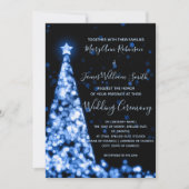 Elegant Blue Christmas Tree Holiday Wedding Einladung (Vorderseite)