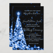 Elegant Blue Christmas Tree Holiday Wedding Einladung (Vorne/Hinten)