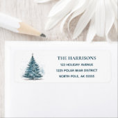 Elegant Blue Christmas Tree Return Address (Insitu)