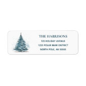 Elegant Blue Christmas Tree Return Address (Vorne)