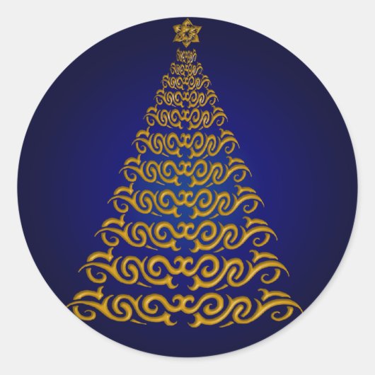 Elegant Blue Christmas Tree Stickers (Vorderseite)