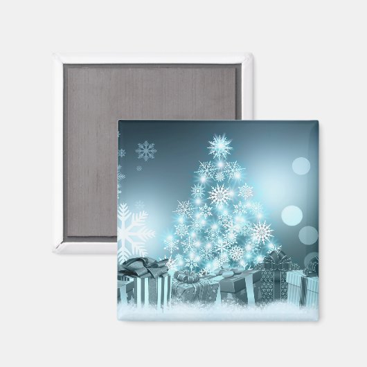 Elegant Blue Christmas Tree Weihnachtsgeschenke Magnet (Vorderseite/Rückseite)