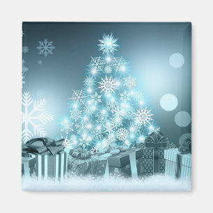 Elegant Blue Christmas Tree Weihnachtsgeschenke Magnet