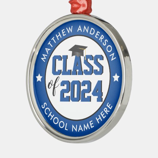 Elegant Blue Class of 2023 Graduate Abschluss Ornament Aus Metall (Links)