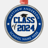 Elegant Blue Class of 2023 Graduate Abschluss Ornament Aus Metall (Vorne)