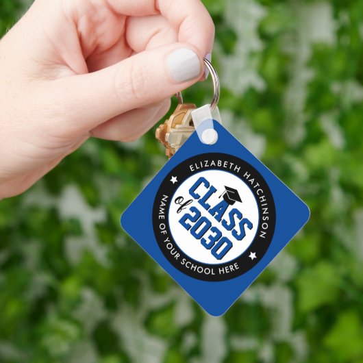 Elegant Blue Class of 2023 Graduate Abschluss Schlüsselanhänger (Hand)