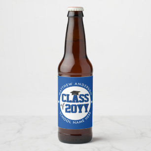 Elegant Blue Class of 2023 Graduation Party Bierflaschenetikett