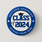 Elegant Blue Class of 2024 Graduate Abschluss Button (Vorderseite)