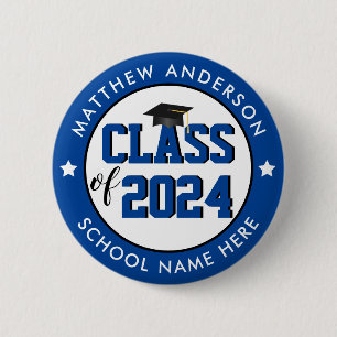 Elegant Blue Class of 2024 Graduate Abschluss Button