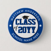 Elegant Blue Class of 2024 Graduate Abschluss Button (Vorderseite)