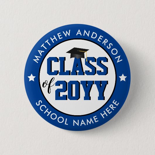 Elegant Blue Class of 2024 Graduate Abschluss Button (Vorderseite)