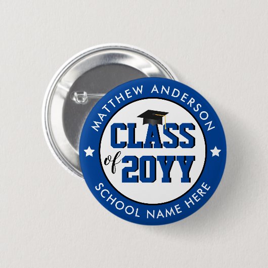 Elegant Blue Class of 2024 Graduate Abschluss Button (Vorne & Hinten)