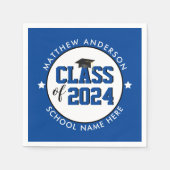 Elegant Blue Class of 2024 Graduation Party Serviette (Vorderseite)