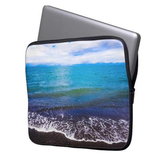 Elegant Blue Coastal Waves Computercase Laptopschutzhülle (Vorderseite Links)