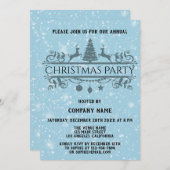 Elegant Blue Company Holiday Weihnachts-Party Schn Einladung (Vorne/Hinten)
