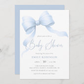 Elegant Blue Coquette Bow Boy Baby Shower Einladung (Vorne/Hinten)