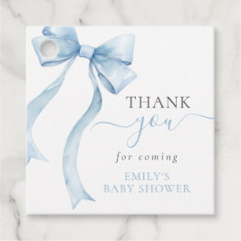 Elegant Blue Coquette Bow Boy Baby Shower Geschenkanhänger