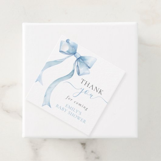 Elegant Blue Coquette Bow Boy Baby Shower Geschenkanhänger (Beispiel)
