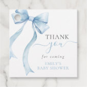 Elegant Blue Coquette Bow Boy Baby Shower Geschenkanhänger (Vorderseite)