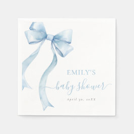 Elegant Blue Coquette Bow Boy Baby Shower Serviette