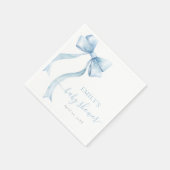 Elegant Blue Coquette Bow Boy Baby Shower Serviette (Ecke)