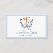 Elegant Blue Coquette Bow Utensils Bakery Visitenkarte (Vorderseite)