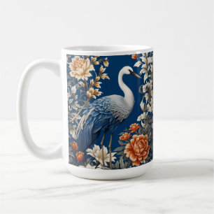 Elegant Blue Crane William Morris Inspiriert Kaffeetasse