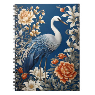 Elegant Blue Crane William Morris Inspiriert Notizblock