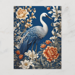 Elegant Blue Crane William Morris Inspiriert Postkarte