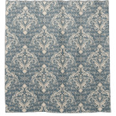 Elegant Blue Cream Damask Duschvorhang (Vorderseite)