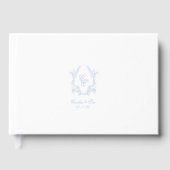 Elegant Blue Crest Wedding Guest Book Gästebuch (Vorderseite)