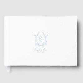 Elegant Blue Crest Wedding Guest Book Gästebuch